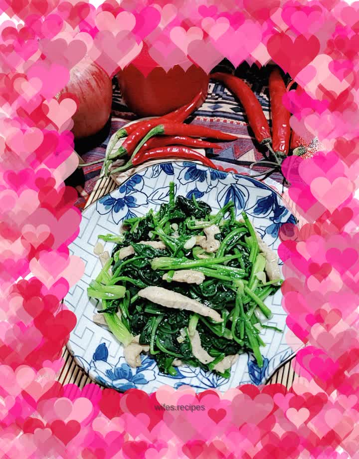 Stir-fried shredded pork with spinach