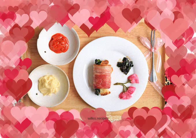 [Bacon’s “beautiful” taste is “big” and different]—Grilled bacon rolls