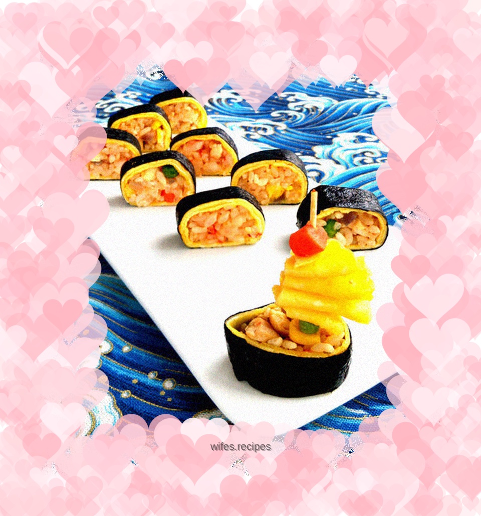 Omelet rice sushi roll