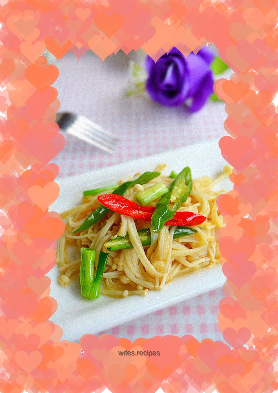 Enoki mushrooms with scallion oil