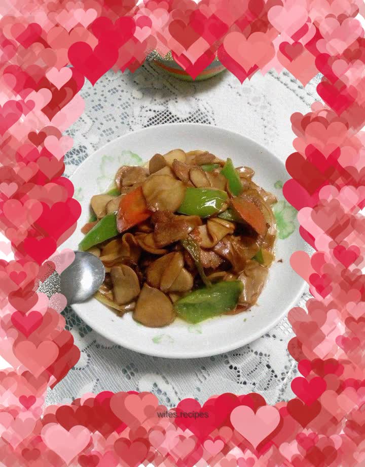 Fried Pork Belly with Drumstick Mushroom