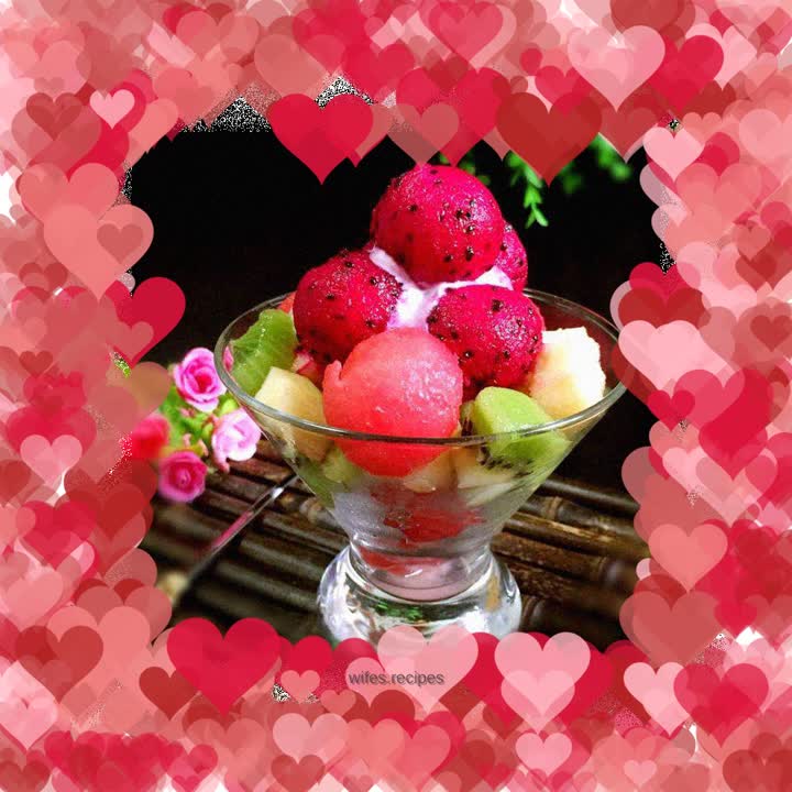 Colorful yogurt fruit salad