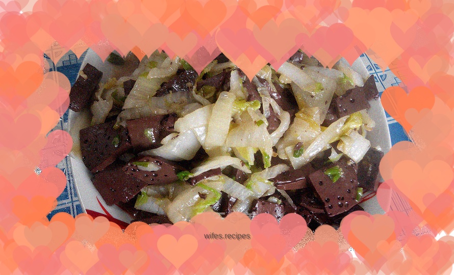 Stir-fried blood tofu with cabbage